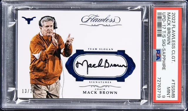 2022 Flawless Mack Brown Collegiate UPD - '17 T/S Sig - Sapphire #TSSMB card image