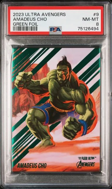 2022 Fleer Ultra Avengers Amadeus Cho Green Foil #9 card image