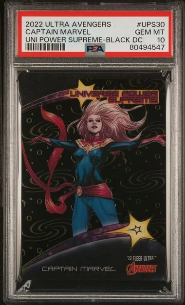 2022 Fleer Ultra Avengers Captain Marvel Universe Power Supreme Black Die-Cut #UPS30 card image