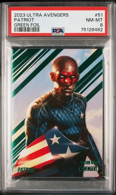 2022 Fleer Ultra Avengers Patriot Green Foil #51 card image