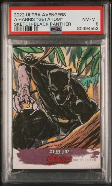 2022 Fleer Ultra Avengers Sketch Cards Black Panther Adam Harris/Getatom #no-number card image