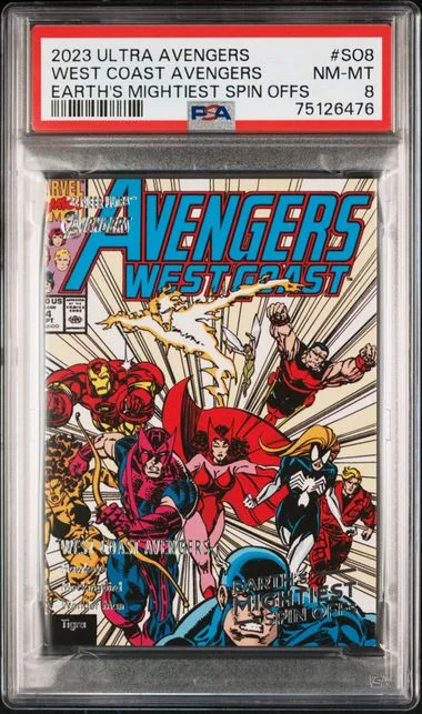 2022 Fleer Ultra Avengers West Coast Avengers Earth's Mightiest Spin Offs Green Foil #SO-8 card image
