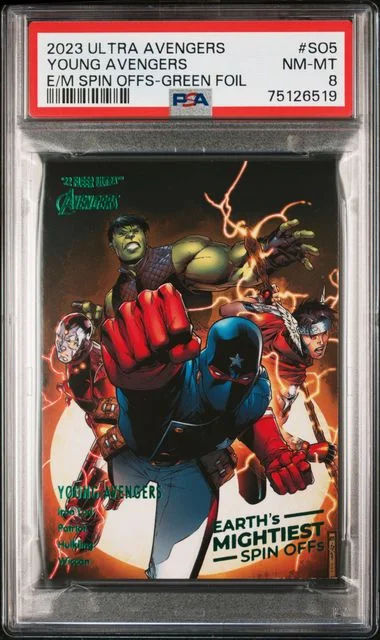 2022 Fleer Ultra Avengers Young Avengers Earth's Mightiest Spin Offs Green Foil #SO-5 card image