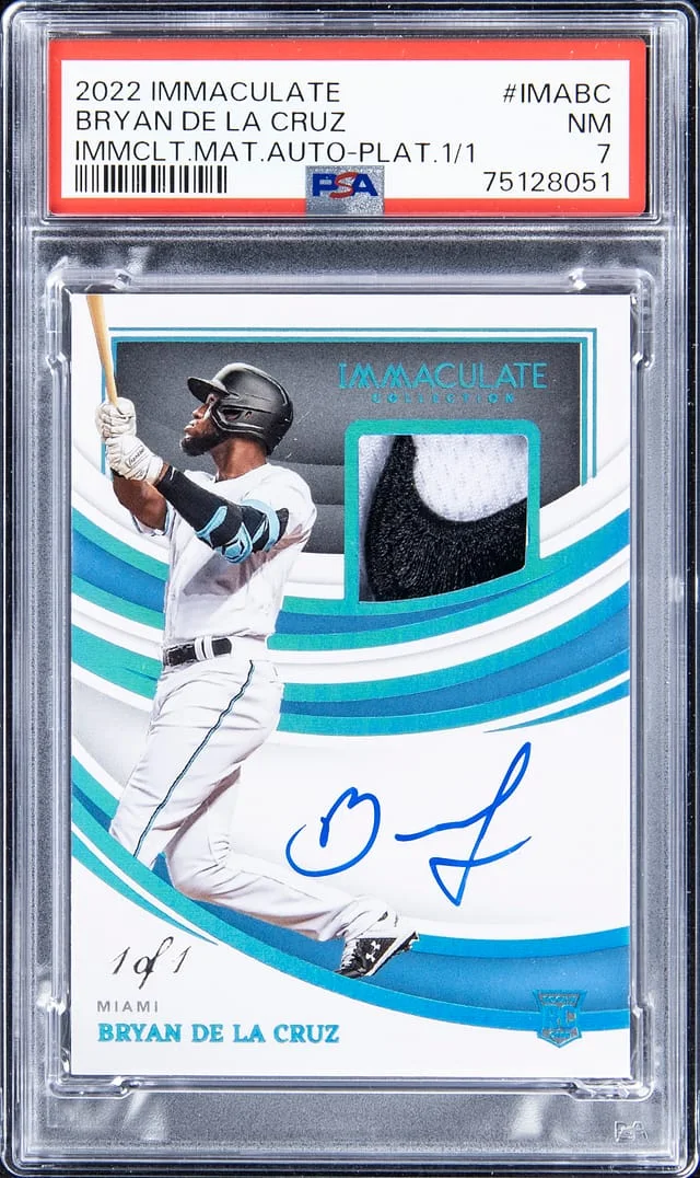 2022 Immaculate Bryan De La Cruz Materials Autograph - Platinum 1/1 #IMABC card image