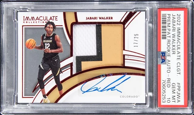 2022 Immaculate Jabari Walker Collegiate Premium Patch Autograph - Red #PPJWA card image