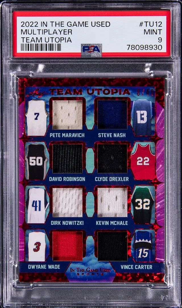 2022 In the Game Used Maravich, Nash, Robinson, Drexler, Nowitzki, McHale, Wade, Carter Team Utopia #TU12 card image