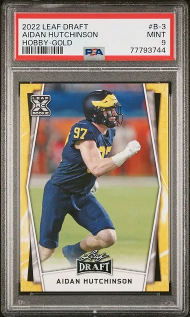 2022 Leaf Aidan Hutchinson Draft Hobby Gold #B-3 card image