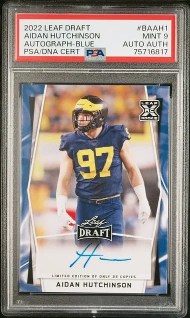 2022 Leaf Aidan Hutchinson Draft Autographs Blue #BA-AH1 card image