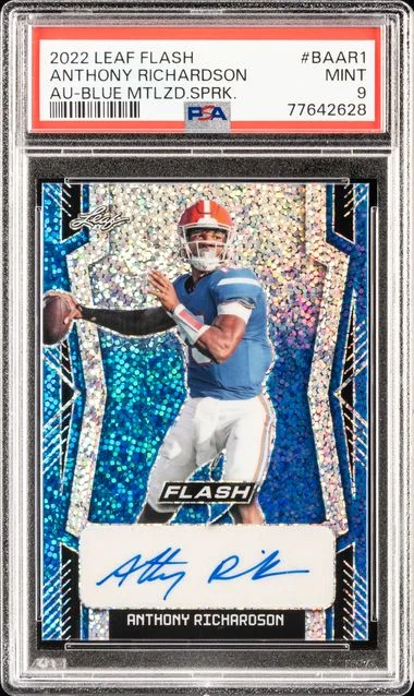 2022 Leaf Anthony Richardson Flash Autographs Blue Metalized Sparkles #BA-AR1 card image
