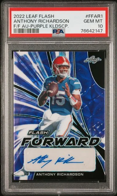2022 Leaf Anthony Richardson Flash Flash Forward Autographs Purple Kaleidoscope #Ffar1 card image