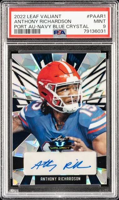 2022 Leaf Anthony Richardson Valiant Portrait Autographs Navy Blue Crystal #PA-AR1 card image