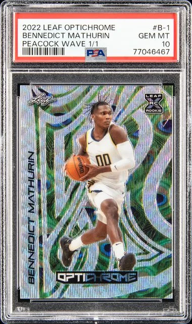 2022 Leaf B-1 Bennedict Mathurin Optichrome Peacock Wave #1/1 card image
