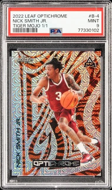 2022 Leaf B-4 Nick Smith Jr. Optichrome Tiger Mojo #1/1 card image