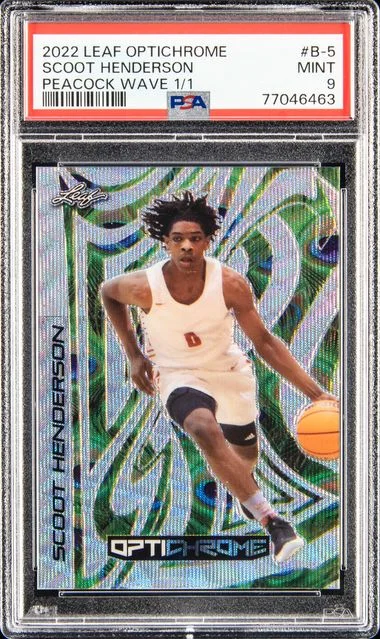 2022 Leaf B-5 Scoot Henderson Optichrome Peacock Wave #1/1 card image