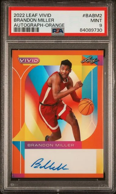 2022 Leaf Brandon Miller Vivid Autographs Orange #BABM2 card image