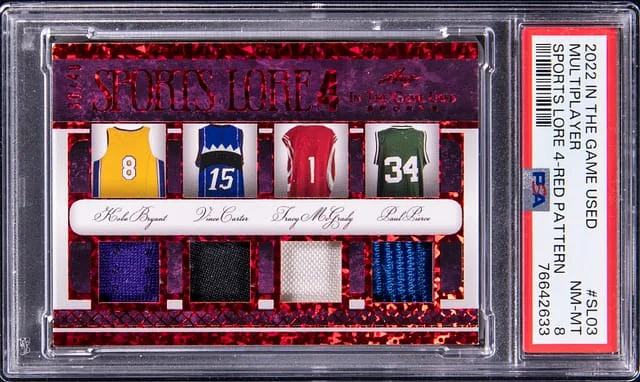 2022 Leaf Bryant/Carter/McGrady/Pierce In The Game Used Sports Lore 4 Red Pattern #SL03 card image