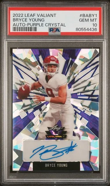 2022 Leaf Bryce Young Valiant Autographs Purple Crystal #Baby1 card image