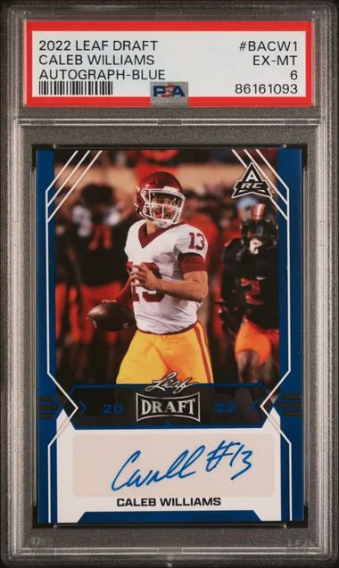 2022 Leaf Caleb Williams Draft Autographs Blue #BA-CW1 card image