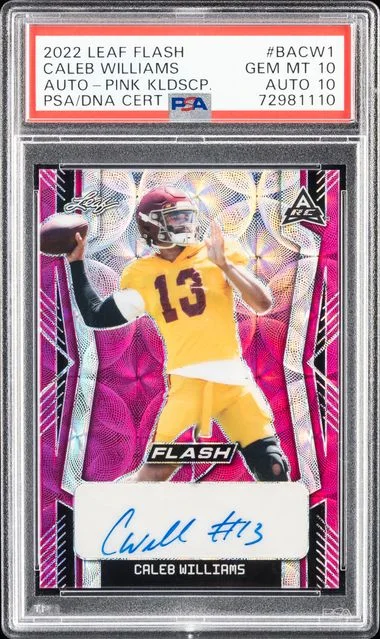 2022 Leaf Caleb Williams Flash Autographs Pink Kaleidoscope #BACW1 card image