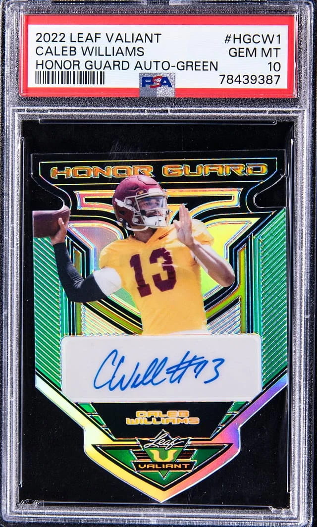 2022 Leaf Caleb Williams Valiant Honor Guard Autograph - Green #HGCW1 card image