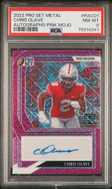 2022 Leaf Chris Olave Pro Set Metal Autographs Pink Mojo #PA-CO1 card image