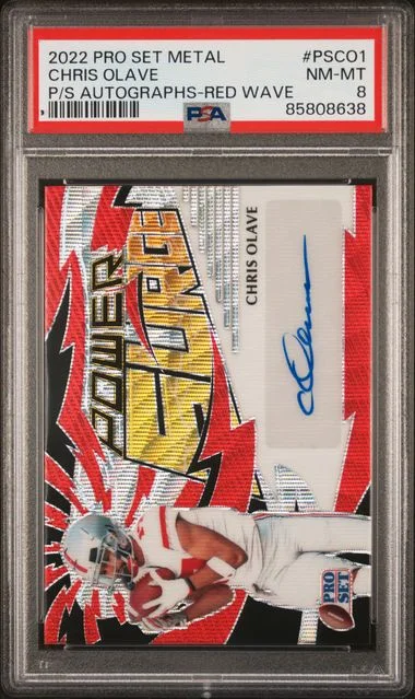 2022 Leaf Chris Olave Pro Set Metal Power Surge Autographs Red Wave #PS-CO1 card image