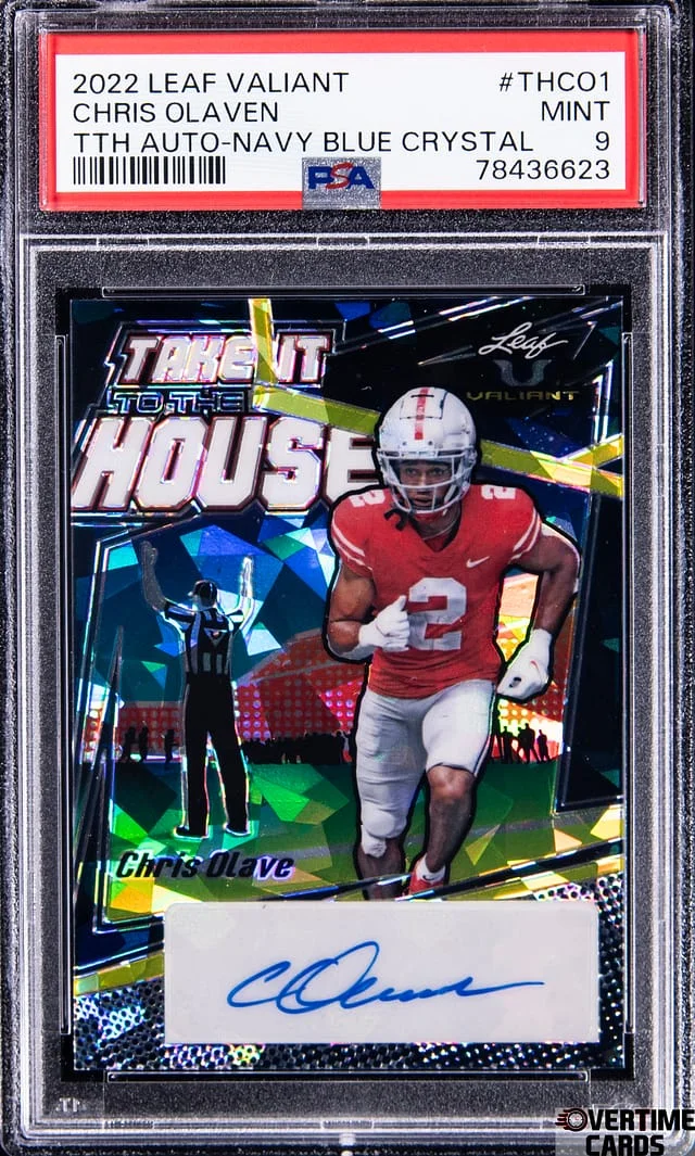 2022 Leaf Chris Olave Valiant Take It To The House-Navy Blue Crystal #THCO1 card image