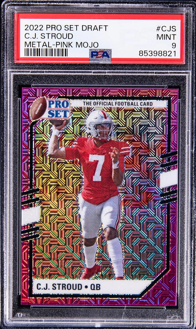2022 Leaf C.J. Stroud Pro Set Metal Pink Mojo #CJS card image