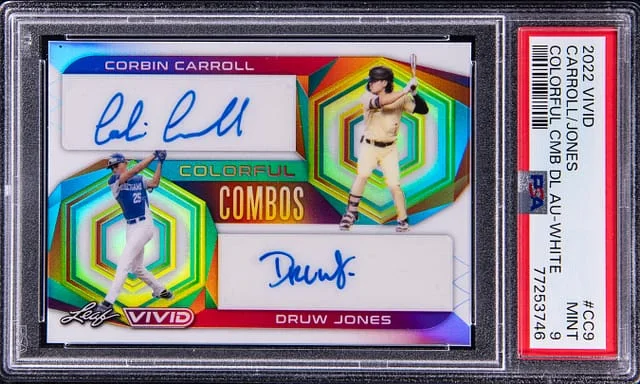 2022 Leaf Corbin Carroll/Druw Jones Vivid Colorful Combos Dual Autographs White #CC9 card image