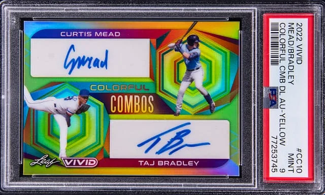 2022 Leaf Curtis Mead/Taj Bradley Vivid Colorful Combos Dual Autographs Yellow #CC10 card image