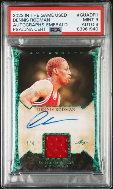 2022 Leaf Dennis Rodman In The Game Used Autographs Emerald #GUA-DR1 card image