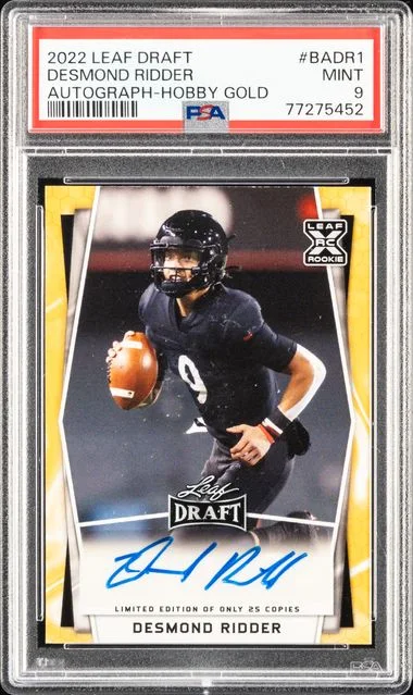 2022 Leaf Desmond Ridder Draft Autographs Hobby Gold #BA-DR1 card image