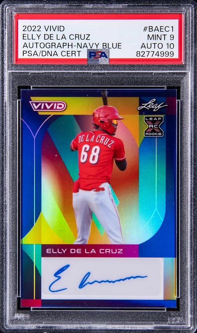 2022 Leaf Elly De La Cruz Vivid Autograph Navy Blue #BA-EC1 card image