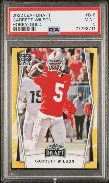 2022 Leaf Garrett Wilson Draft Hobby Gold #B-6 card image