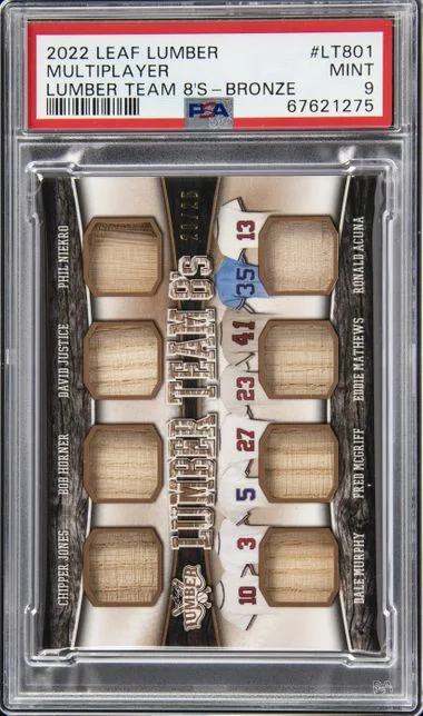 2022 Leaf Horner/Jones/Murphy/Justice/Mathews/Mcgriff/Niekro/Acuna Lumber Baseball Bat Memorabilia Lumber Team 8'S Bronze #LT8-01 card image