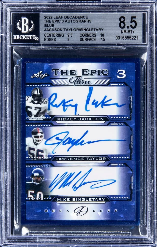 2022 Leaf Jackson/Taylor/Singletary Triple Decadence The Epic's Autograph Blue #TE3-10 card image
