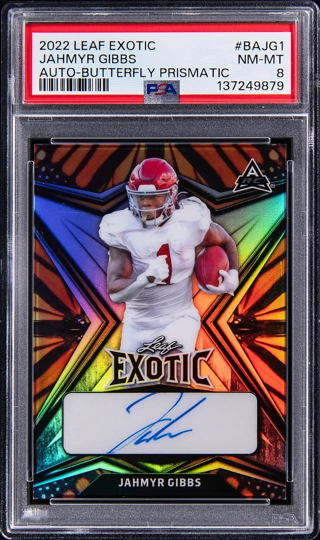 2022 Leaf Jahmyr Gibbs Exotic Autograph Butterfly Prismatic #BA-JG1 card image
