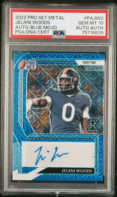 2022 Leaf Jelani Woods Pro Set Metal Autographs Blue Mojo #PA-JW2 card image