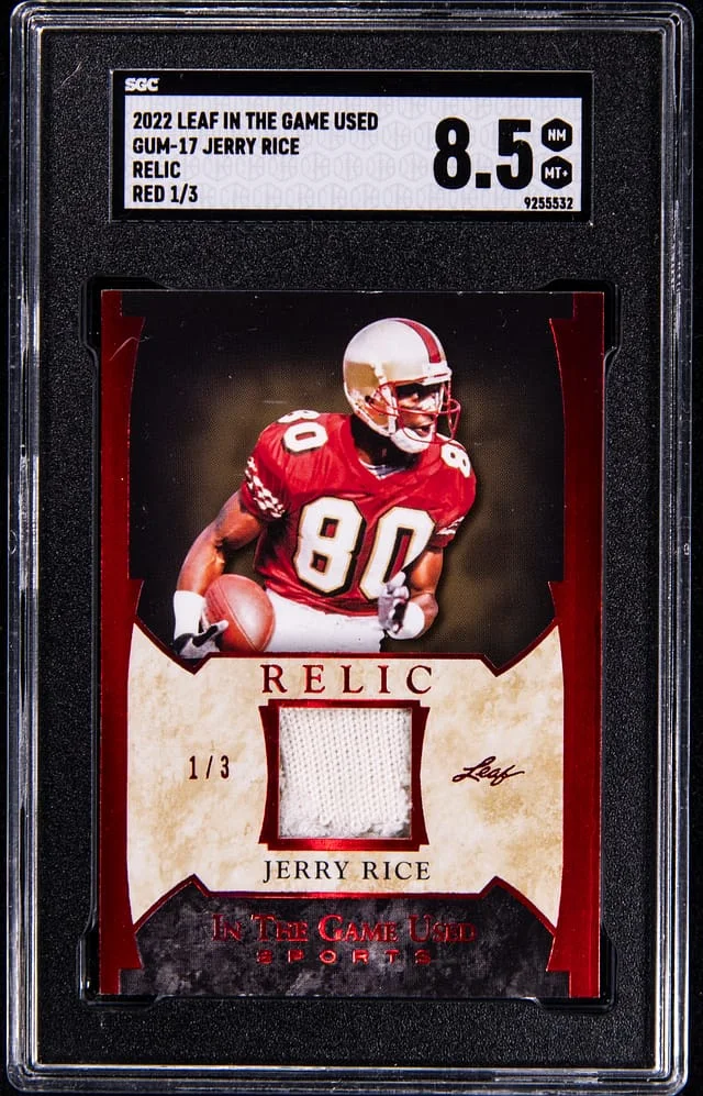 2022 Leaf Jerry Rice In The Game Used Relic Red #GUM-17 card image