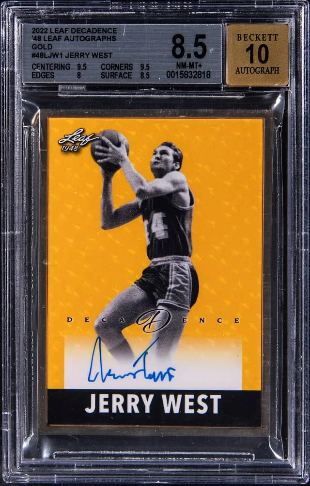 2022 Leaf Jerry West Decadence '48 Leaf Autograph Gold #48L-JW1 card image