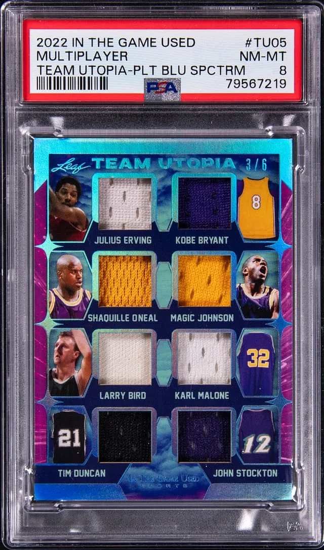 2022 Leaf Julius Erving/Shaquille O'Neal/Larry Bird/Tim Duncan/Kobe Bryant/Magic Johnson/Karl Malone/John Stockton Team Utopia #TU-05 card image