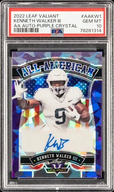 2022 Leaf Kenneth Walker III Valiant All-American Autographs Purple Crystal #Aakw1 card image