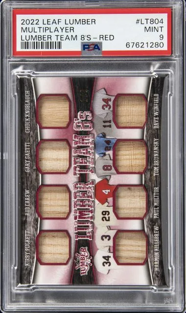2022 Leaf Knoblauch/Winfield/Gaetti/Killebrew/Puckett/Molitor/Carew/Brunansky Game-Used Lumber Team 8's Red #LT8-04 card image