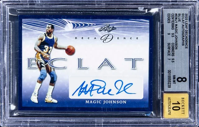2022 Leaf Magic Johnson Decadence Eclat Autographs Blue #E-MJ1 card image