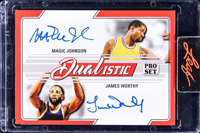 2022 Leaf Magic Johnson/James Worthy Dual Dualist Pro Set #D-10 card image