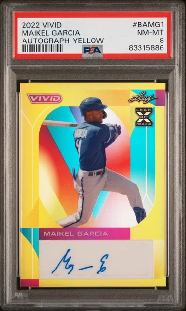 2022 Leaf Maikel Garcia Vivid Autograph Yellow #BAMG1 card image