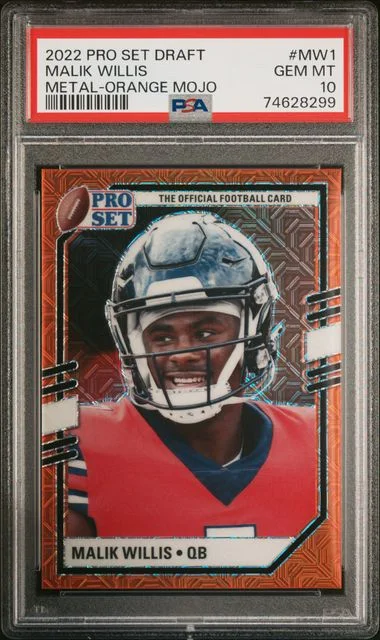 2022 Leaf Malik Willis Pro Set Draft Metal Orange Mojo #PSP-MW1 card image