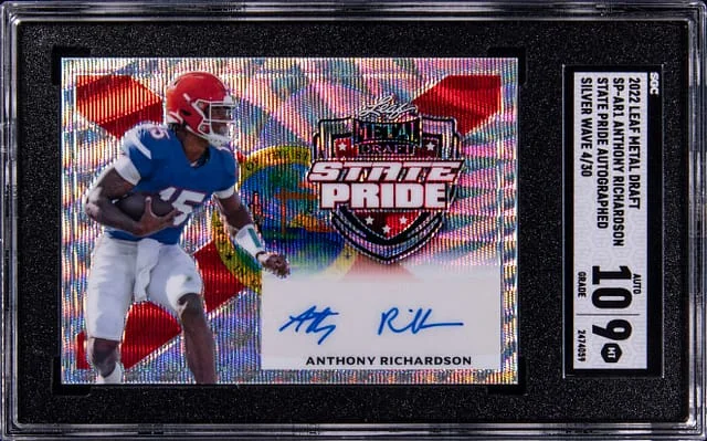 2022 Leaf Metal Anthony Richardson Draft State Pride Autograph Silver Wave #SP-AR1 card image