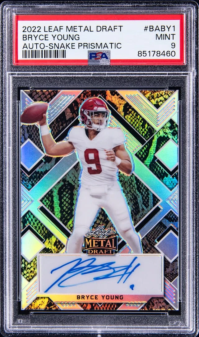 2022 Leaf Metal Bryce Young Draft Autographs Blue Prismatic #BA-BY1 card image