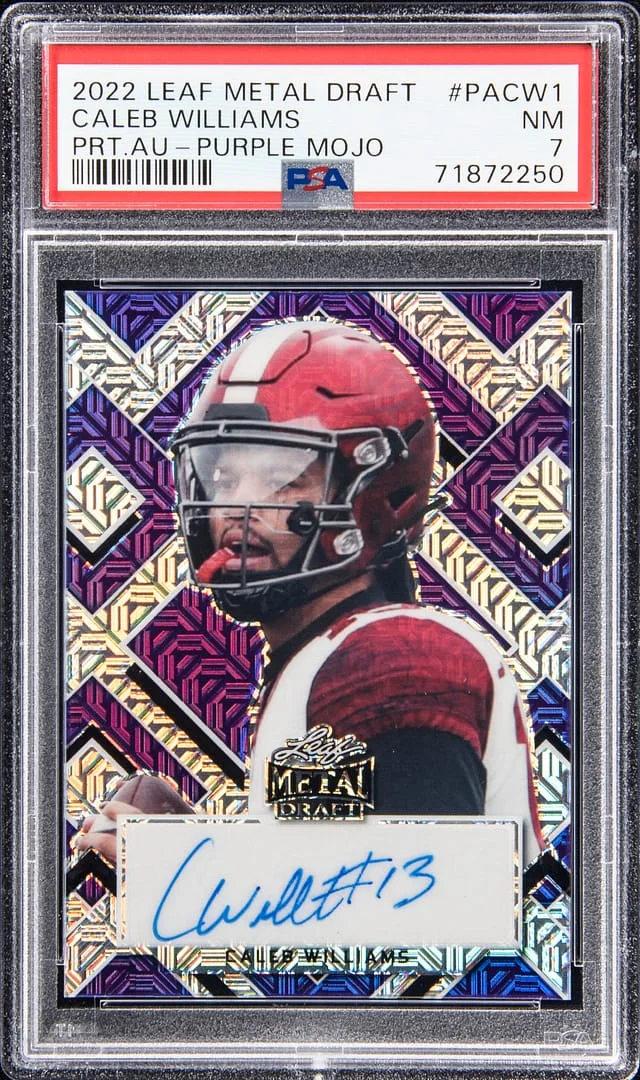 2022 Leaf Metal Caleb Williams Draft Portrait Autographs Green Prismatic #PACW1 card image